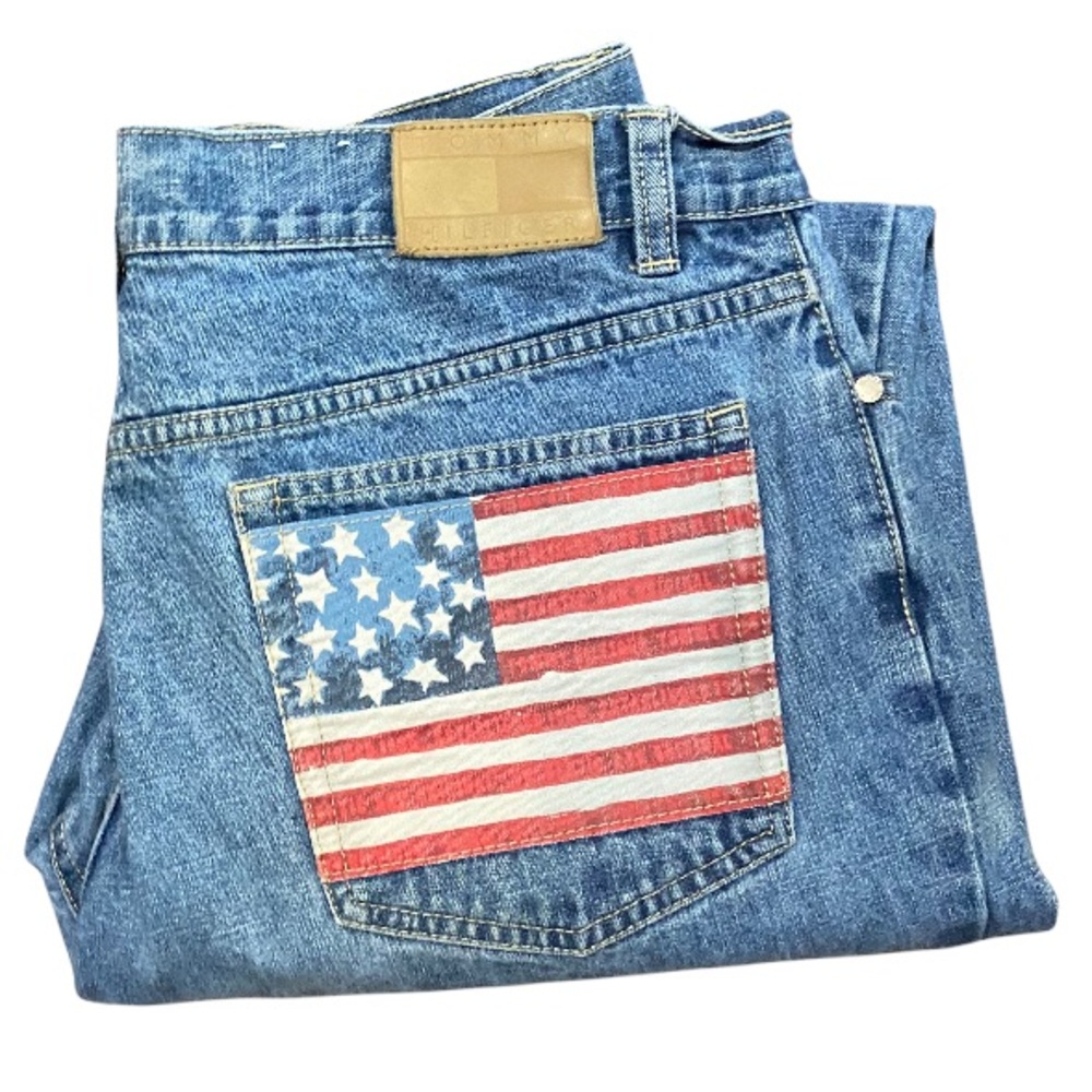 Vintage Tommy Hilfiger American Flag Pocket High Rise Mom Jeans
